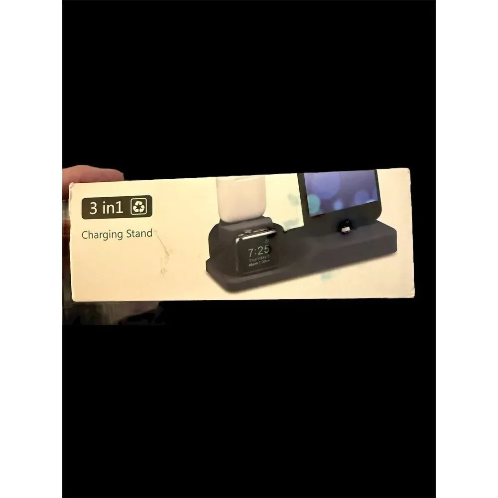 3-In-1 iPhone Airpod and Apple Watch Silicone Stand - Black